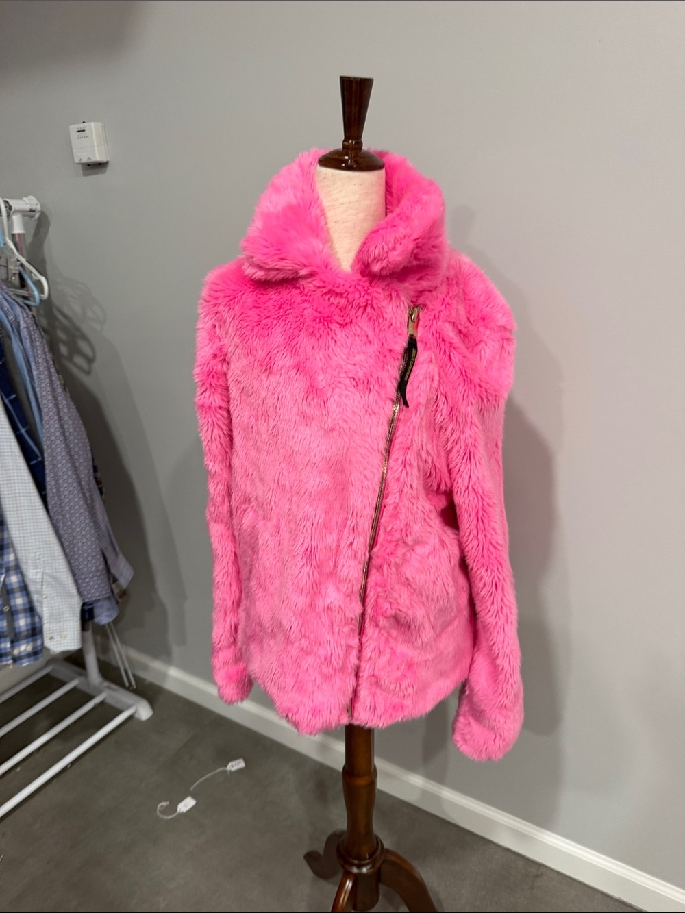 Juicy Couture Black Label Faux Fur Pink Women's Coat - Plush Jacket Large